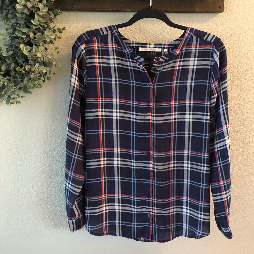 Plaid Button Up Blouse